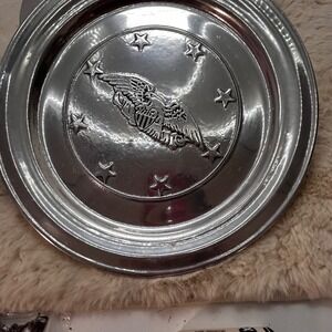 Vintage Pewter Plate US Eagle Emblem Stars Decorative Collectible. Wilton